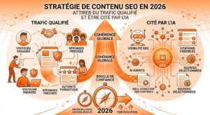 Stratégie de contenu SEO en 2026 : Attirer du trafic qualifié et être cité par l’IA